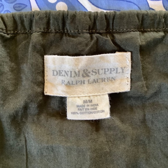 Ralph Lauren Denim & Supply Hi-Low Hem Cotton Midi Dress Ruffle Hem Olive SZ M - Picture 13 of 14